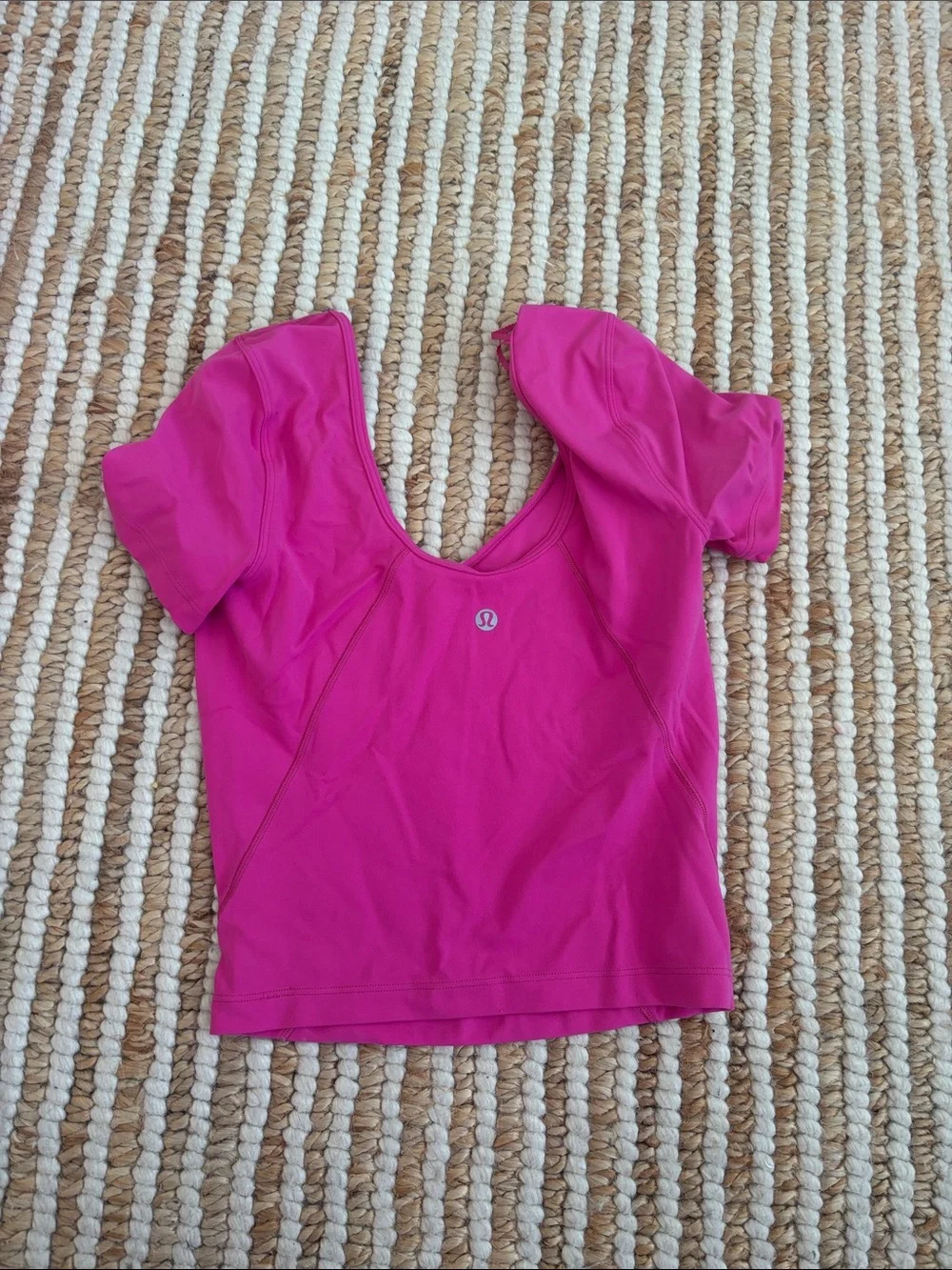 lululemon athletica Bright Pink Scoop Neck Short Sleeve Top